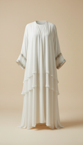 Porcelain White Chiffon Abaya with Soft Layering