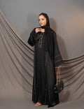 Aurelia Grace Abaya – Black Gold Trim & Button Detail